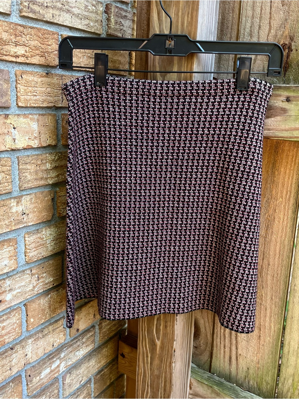 Theory Wool Blend Knit Mini A Line Skirt - Black & Pink